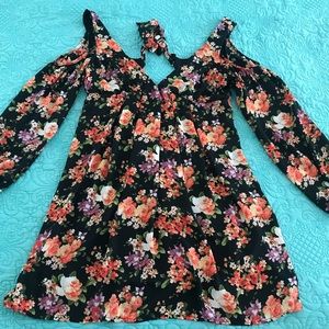 Black floral cocktail dress